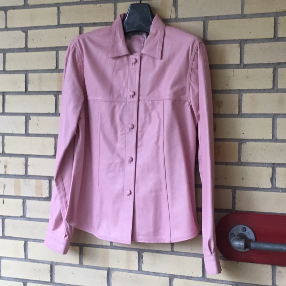 Uru Recoleta Leather Shirt Style Pink Jacket